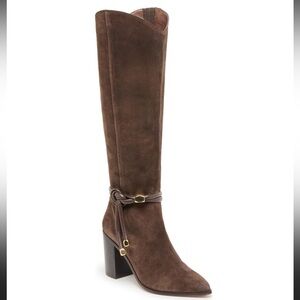 New Dolce Vita Dark Brown Suede Mid-Calf Block Heel Boots size 11